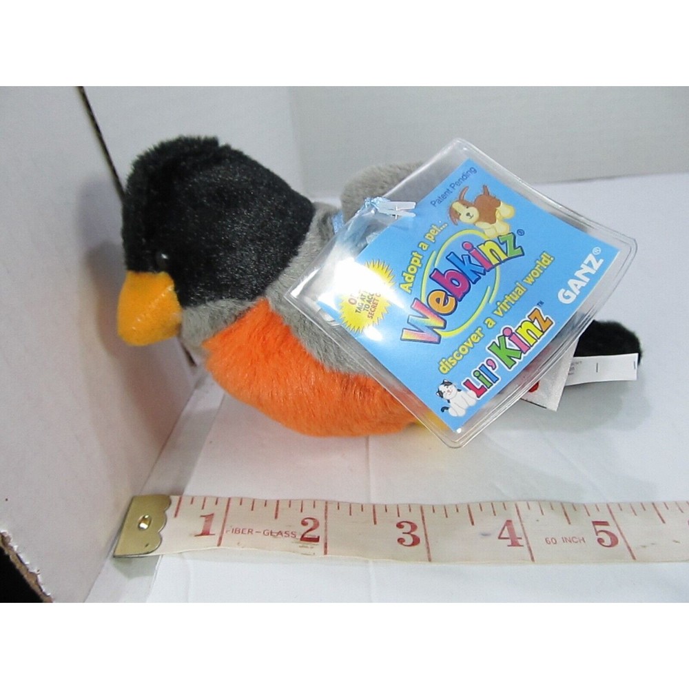 GANZ Lil'Kinz Robin Grey Orange Bird with Sealed Code 6" Stuffed Animal Toy - Picture 7 of 7